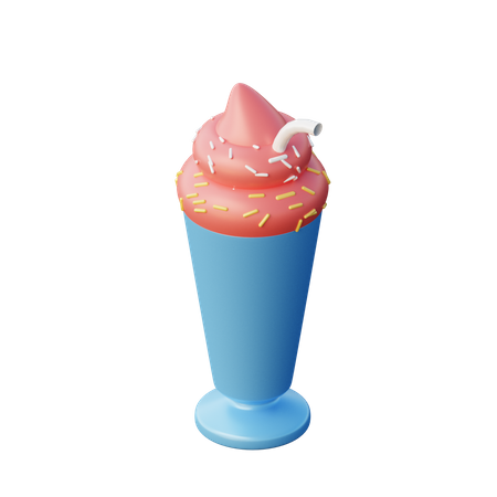 Milkshake de morango  3D Illustration