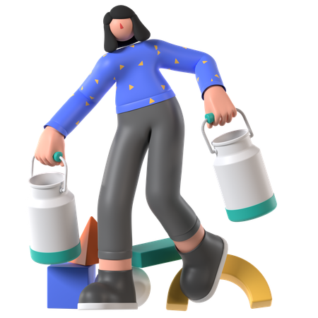 Milkman holding Milk Can  3D Illustration