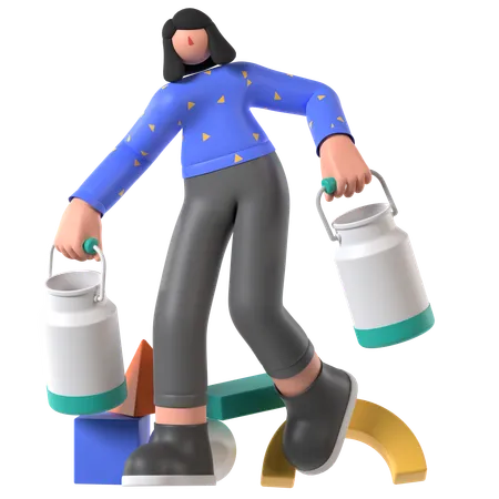 Milkman holding Milk Can  3D Illustration