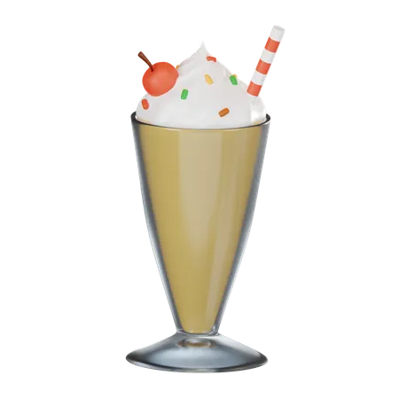 Milkshake Cup Icon Ideal For Beverage Dessert And Refreshment Themes Showcasing A Delicious Drink With Cream And Straw In A Vibrant 3 D Render Illustration 3D Icon