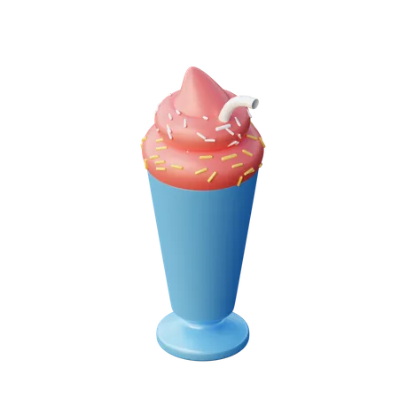 Milkshake à la fraise  3D Illustration