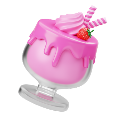 Milkshake à la fraise  3D Icon