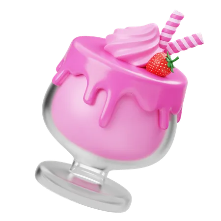 Milkshake à la fraise  3D Icon