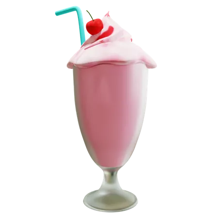 Milkshake à la fraise  3D Illustration