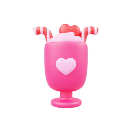 Milkshake Love 3D Illustration