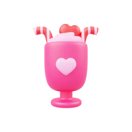 Milkshake Love 3D Illustration