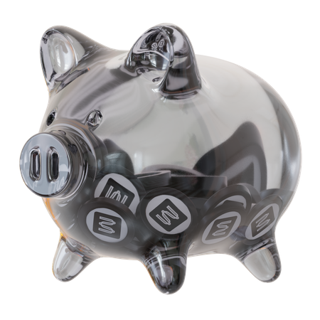 Mina (MINA) Clear Glass Piggy Bank  3D Icon