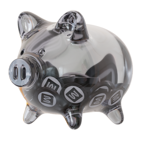 Mina (MINA) Clear Glass Piggy Bank 3D Icon
