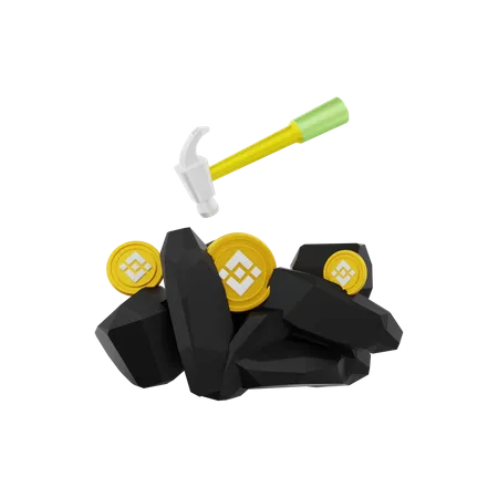 Mine Binance Coin  3D Illustration