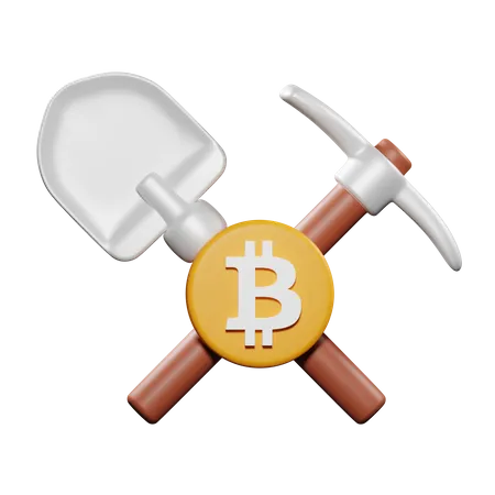 Mining Bitcoin Elements 3D Icon