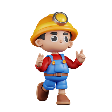 Miner Feeling Happy  3D Illustration