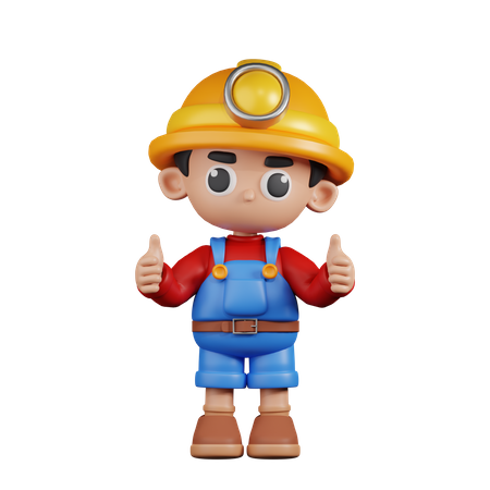 Miner Giving A Thumb Up  3D Illustration