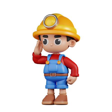 Miner Giving Salute  3D Illustration