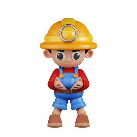 Miner Holding Something  3D Illustration