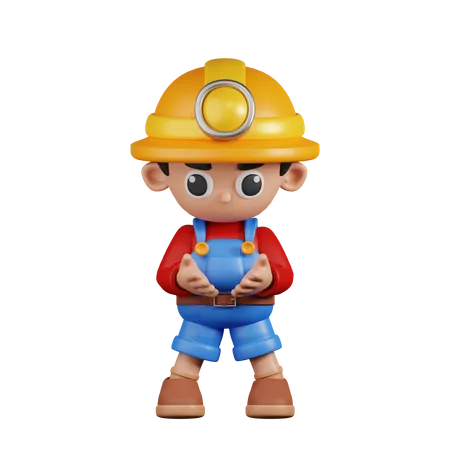 Miner Holding Something  3D Illustration