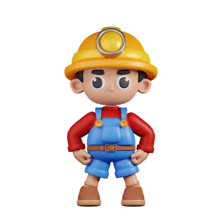 Miner In Hero Stance  3D Illustration