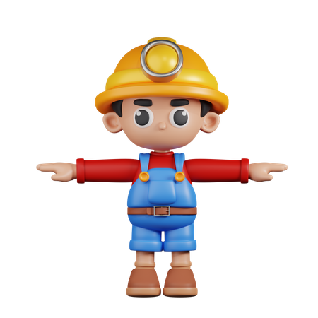 Miner In T Pose  3D Illustration