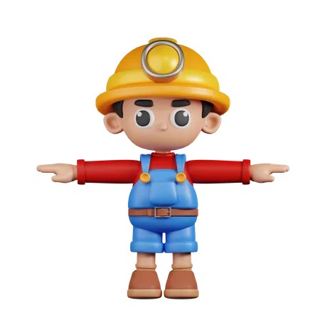 Miner In T Pose  3D Illustration