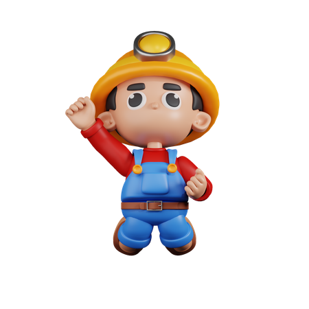 Miner Jumping In The Air  3D Icon