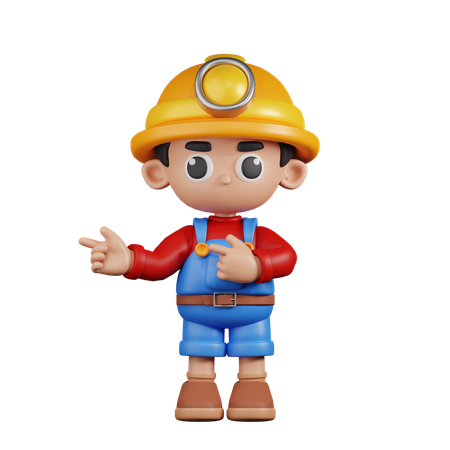 Miner Pointing Fingers In Direction  3D Illustration
