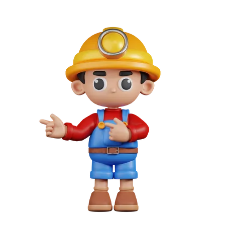 Miner Pointing Fingers In Direction  3D Illustration