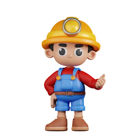 Miner Pointing Next  3D Illustration