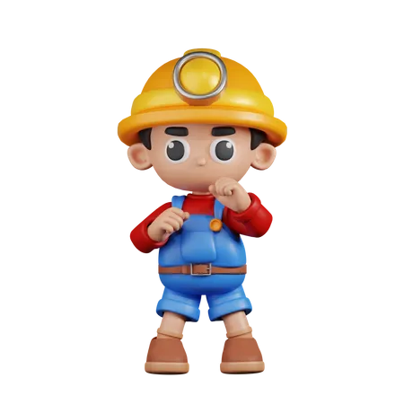 Miner Ready To Fight  3D Illustration