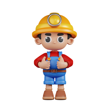 Miner Showing Thumbs Up  3D Illustration