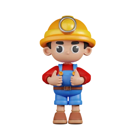 Miner Showing Thumbs Up  3D Illustration