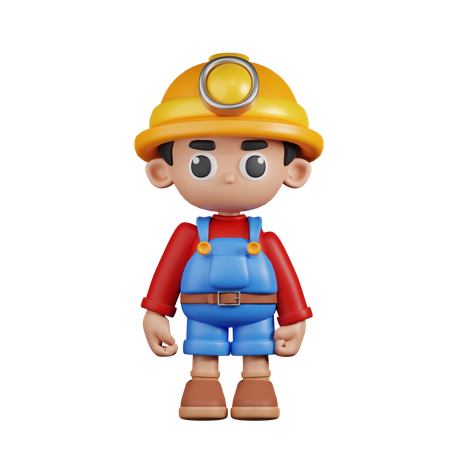 Miner Standing  3D Illustration
