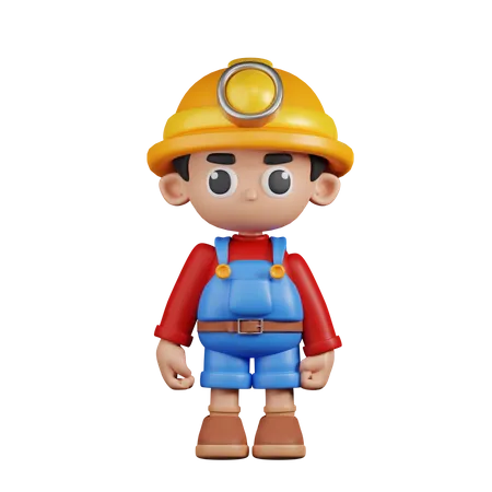 Miner Standing  3D Illustration