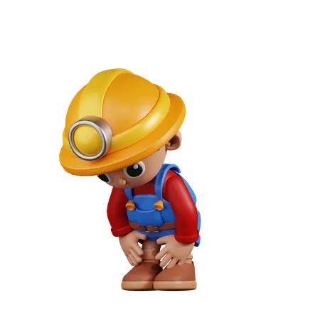 Miner Taking A Break  3D Illustration