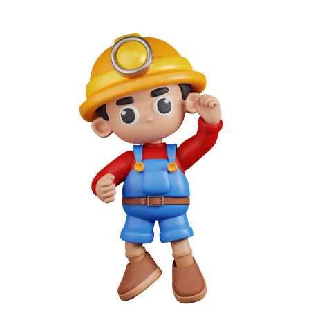 Miner With Congrats  3D Illustration