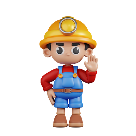 Miner With Hands Up  3D Illustration