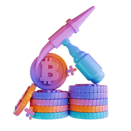 Mineração de bitcoin  3D Illustration