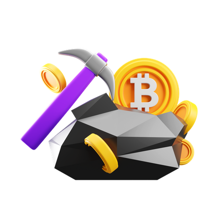 Rocha de mineração de bitcoin  3D Icon