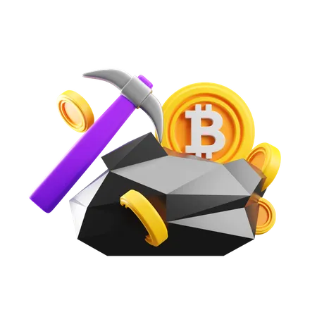 Rocha de mineração de bitcoin  3D Icon