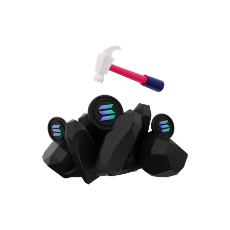 Mineração de moeda solana  3D Icon