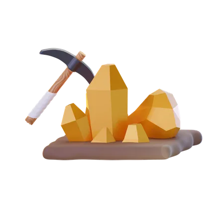 Mineração de ouro  3D Icon