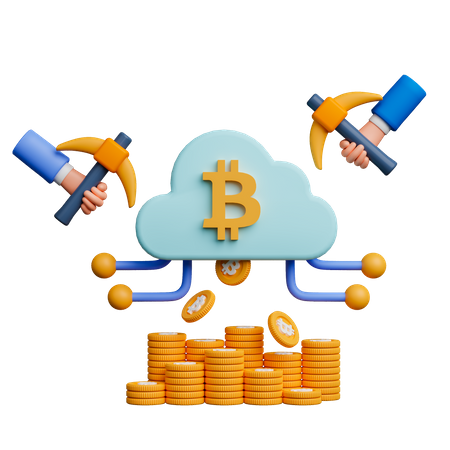 Mineração em nuvem  3D Icon