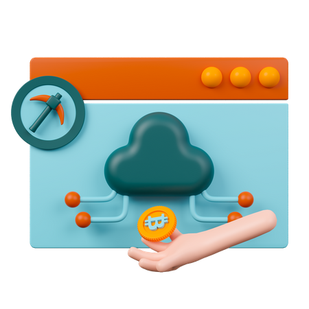 Mineração em nuvem  3D Icon