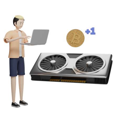 Minerador de bitcoins  3D Illustration