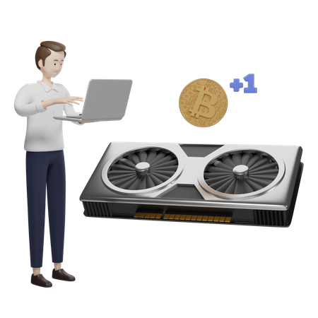 Minerador de bitcoins  3D Illustration