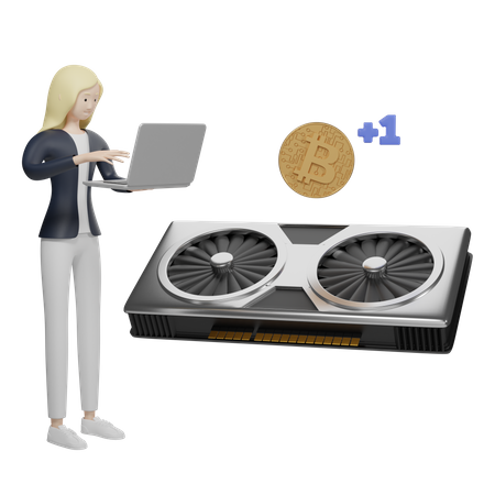 Minerador de bitcoins  3D Illustration