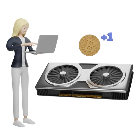 Minerador de bitcoins  3D Illustration