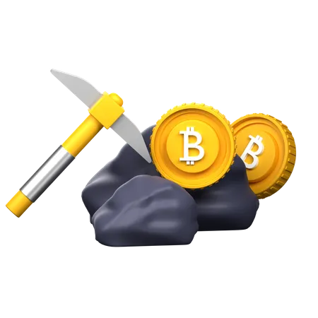 Ilustracion Del Icono 3 D De Mineria Bitcoin 3D Icon
