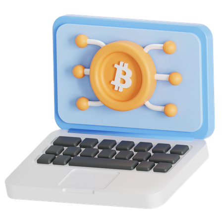 Minería de Bitcoin en una computadora portátil  3D Icon