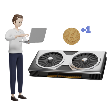 Minero de bitcoins  3D Illustration
