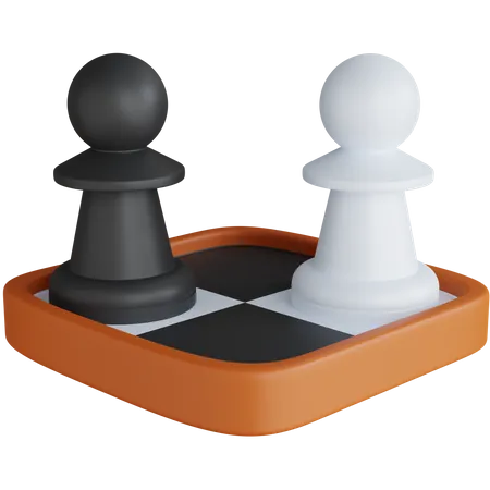 Mini tablero de ajedrez con dos piezas  3D Icon