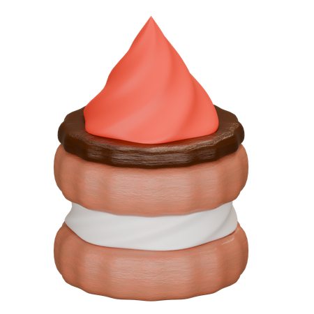 Mini bolo de morango  3D Icon